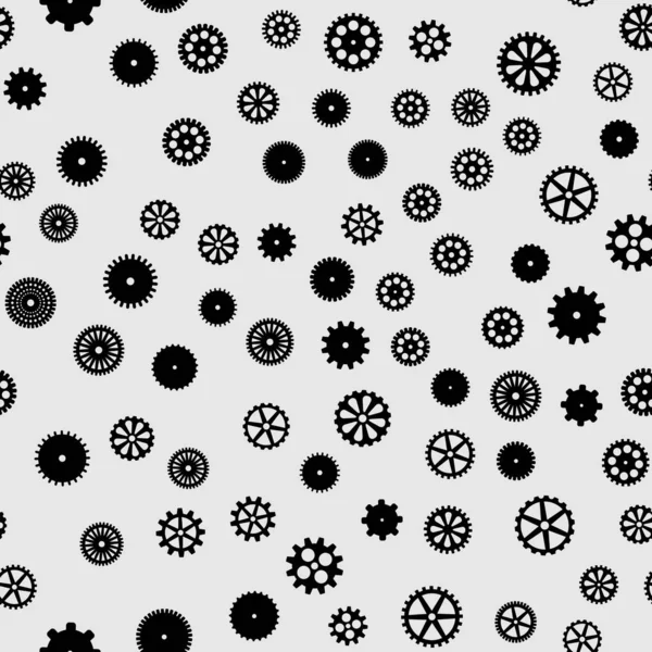 Vector abstracto negro engranajes planos patrón sin costura — Archivo Imágenes Vectoriales