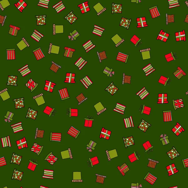 Vector abstracto doodle navidad presenta patrón sin costuras — Vector de stock