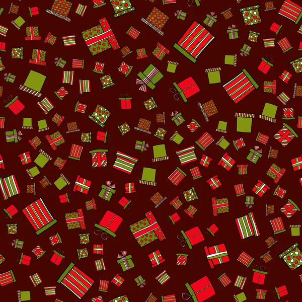 抽象矢量涂鸦圣诞节呈现无缝模式 — 图库矢量图片