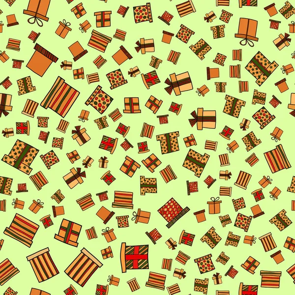 Vector abstracto doodle navidad presenta patrón sin costuras — Vector de stock