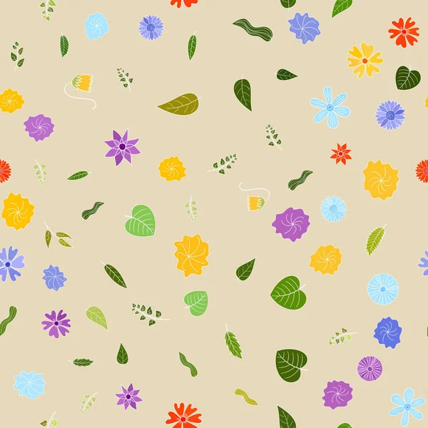 Motif floral sans couture vectoriel dessiné à la main — Image vectorielle