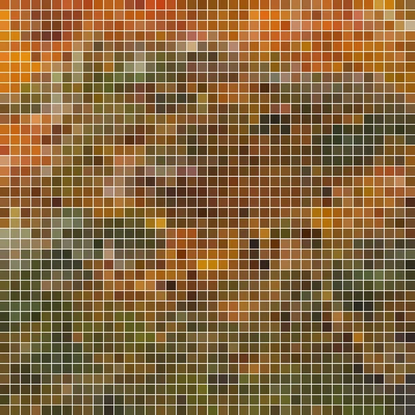 Abstract Vector Square Pixel Mosaic Background Green Orange — Stock Vector