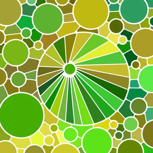 Vector Abstracto Vidrieras Fondo Mosaico Círculos Verdes Marrones — Vector de stock