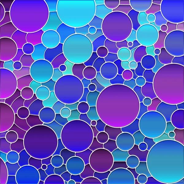 Abstract Vector Stained Glass Mosaic Background Blue Violet Circles — Stock Vector