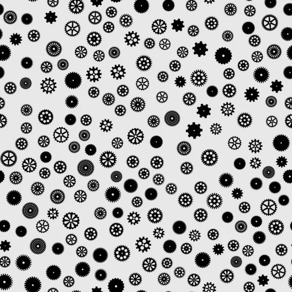 Astratto Vettore Nero Piatta Ingranaggi Modello Senza Soluzione Continuità — Vettoriale Stock