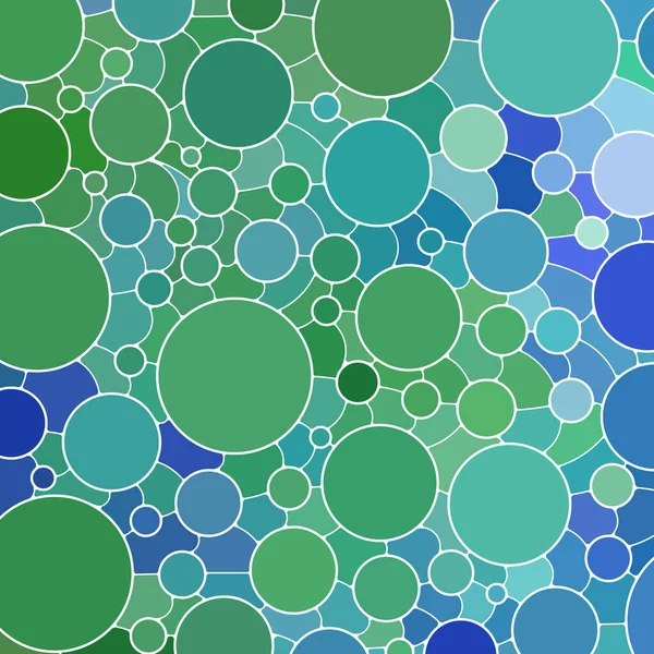 Abstract Vector Stained Glass Mosaic Background Green Blue Circles — Stock Vector