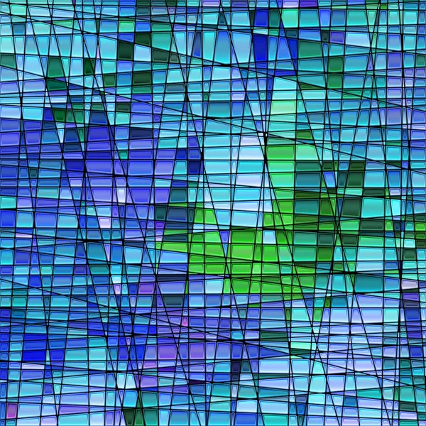 Абстрактный Векторный Витраж Мозаики Синий Зеленый — стоковый вектор