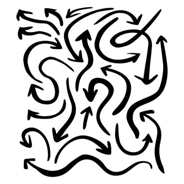 Siyah mürekkep karalama okları kümesi