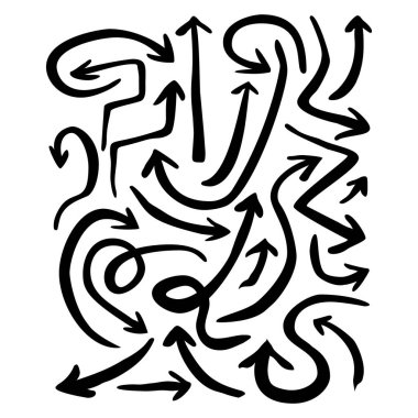 Siyah mürekkep karalama okları kümesi