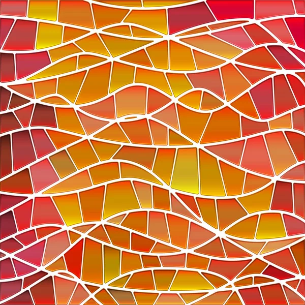 Абстрактные Векторные Витражи Мозаичного Фона Красные Оранжевые Волны — стоковый вектор