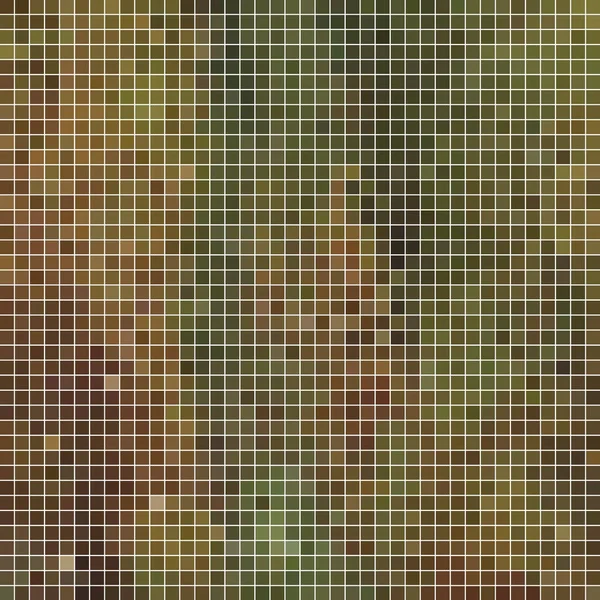 Abstract Vector Square Pixel Mosaic Background Green Brown — Stock Vector