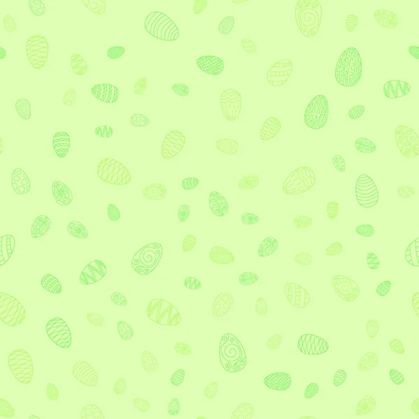 ドードルベクターイースターの卵混沌としたシームレスなパターン ライトグリーン — ストックベクタ