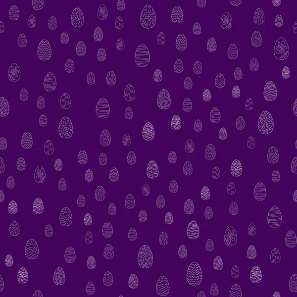 Doodle Vektor Ostereier Chaotische Nahtlose Muster Violett — Stockvektor