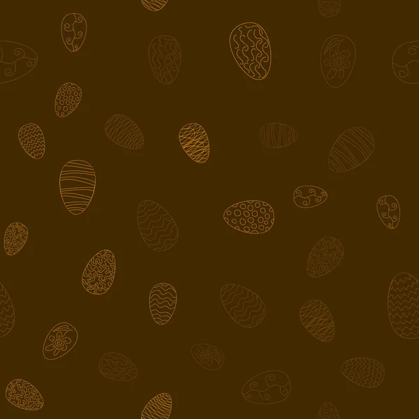 Vecteur Doodle Oeufs Pâques Motif Sans Couture Chaotique Chocolat — Image vectorielle