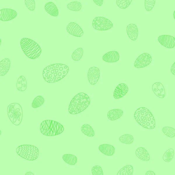 Vecteur Doodle Oeufs Pâques Motif Chaotique Sans Couture Vert — Image vectorielle