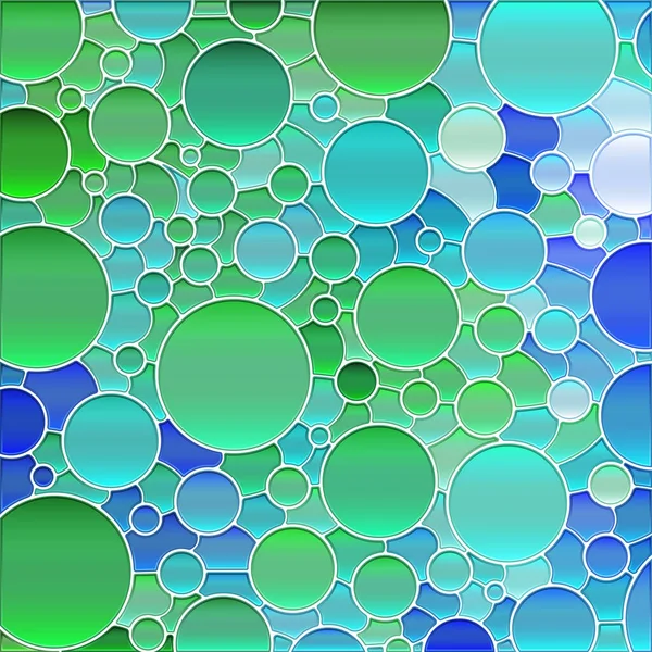 Abstrait Vecteur Teinté Verre Mosaïque Fond Cercles Verts Bleus — Image vectorielle