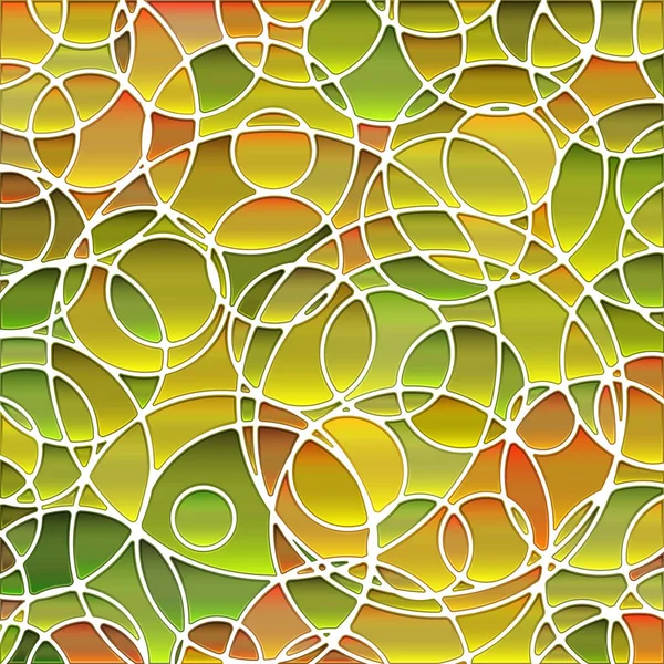 抽象的なベクトルステンドグラスモザイクの背景 緑と黄色の円 — ストックベクタ