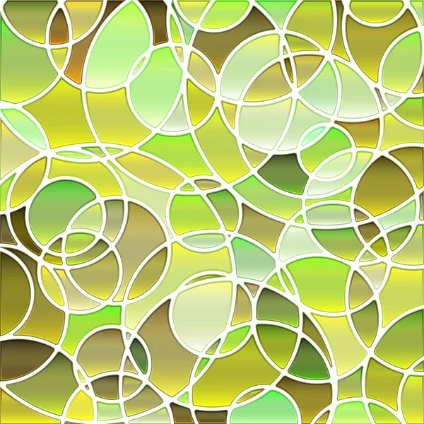 抽象的なベクトルステンドグラスモザイクの背景 緑と茶色の円 — ストックベクタ