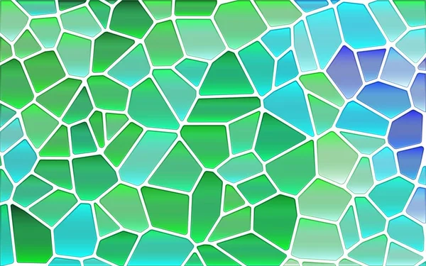 Abstract Vector Stained Glass Mosaic Background Green Blue — Stock Vector
