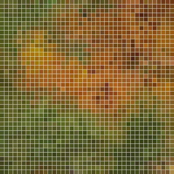 Abstract Vector Square Pixel Mosaic Background Green Orange — Stock Vector