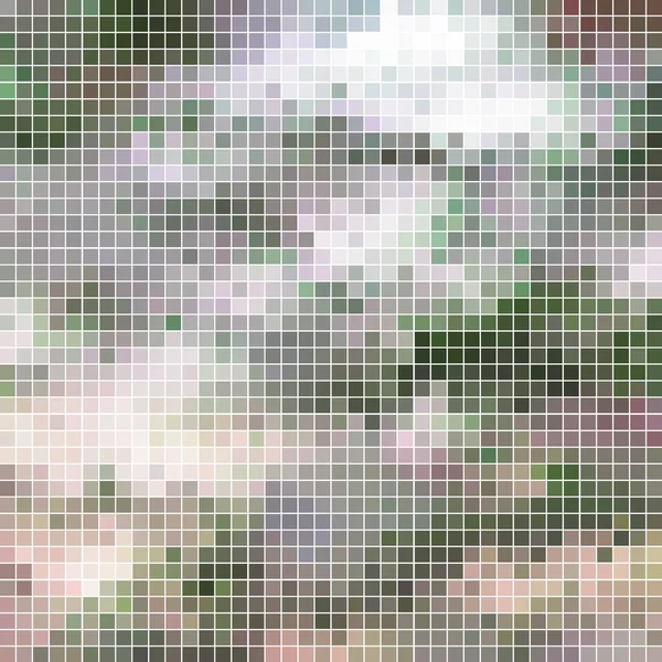 Abstract Vector Square Pixel Mosaic Background Green Gray — Stock Vector