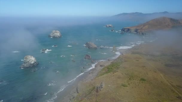 Aerial of Misty Northern California Coast — Stock Video