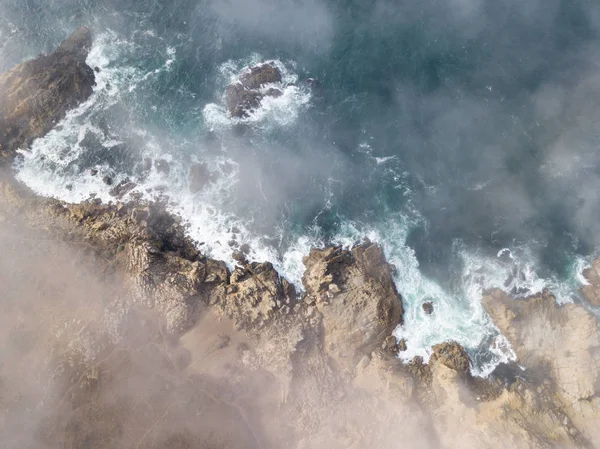 Aerial View of Mist Drifting Over California Coast — Stock Photo, Image