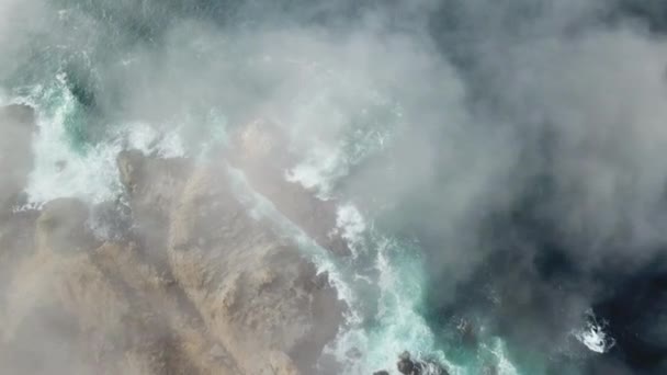 Aerial of Fog Drifting Over California Coast — Stock Video