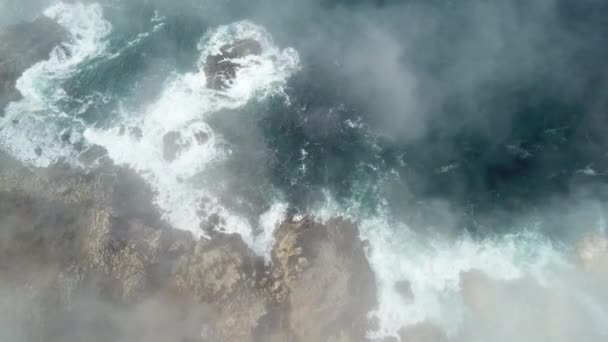 Aerial Footage of Fog Drifting Over California Coast — Stock Video