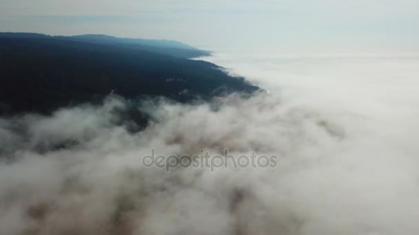 Vista aérea de la niebla y la costa de California — Vídeos de Stock