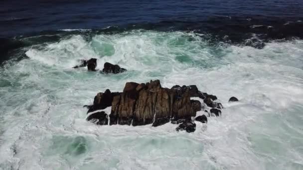 Vågor krasch på Rocks i norra Kalifornien — Stockvideo