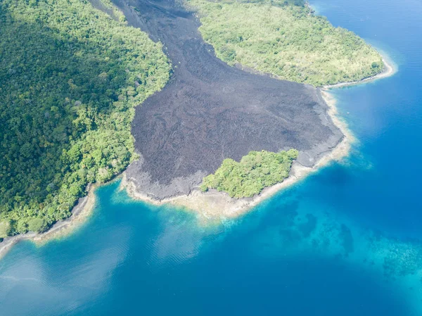 An old lava flow is seen on Banda Api in the Banda Islands of Indonesia. This tropical region, part of the Ring of Fire, is known for its extraordinary marine biodiversity.