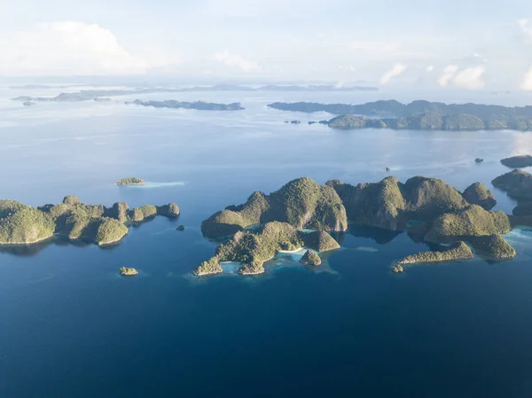 Ilhas Calcário Acidentadas Encontradas Todo Raja Ampat São Cercadas Por — Fotografia de Stock