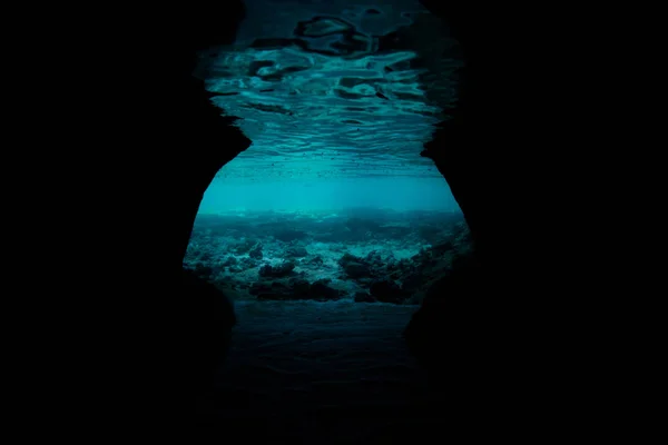 Shallow Underwater Cave Looks Out Coral Reef Raja Ampat Indonesia — Stock Photo, Image