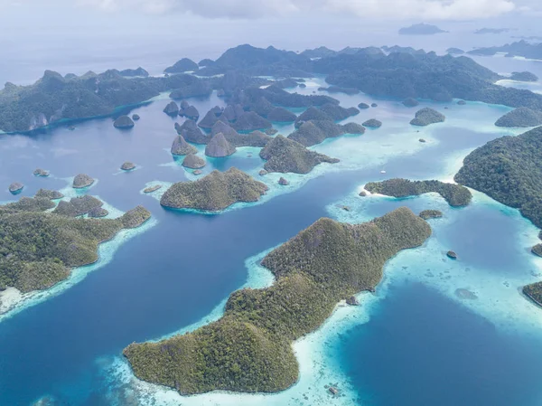 Drammatiche Isole Calcaree Raja Ampat Sono Circondate Scogliere Sane Poco — Foto Stock