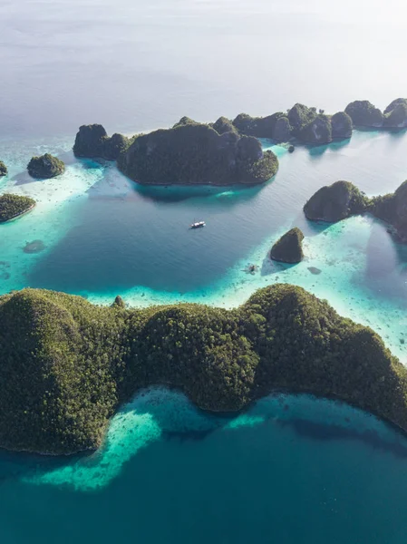 Krásné Vápencové Ostrovy Obklopují Nádherné Laguny Wayag Raja Ampat Indonésie — Stock fotografie