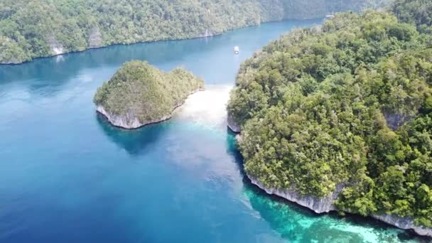 Vista aérea de recifes e ilhas em Raja Ampat — Vídeo de Stock