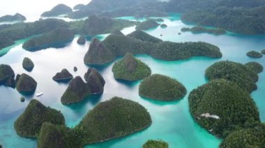 Wayag, Raja Ampat şaşırtıcı kireçtaşı Adaları havadan görünümü