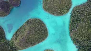 Wayag, Raja Ampat şaşırtıcı kireçtaşı Adaları havadan görünümü