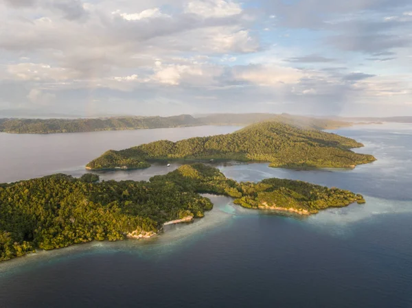 Belles Îles Calcaires Entourées Récifs Coralliens Sains Trouvent Yangeffo Raja — Photo