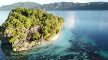 Raja Ampat'muhteşem tropik adasının havadan görünümü