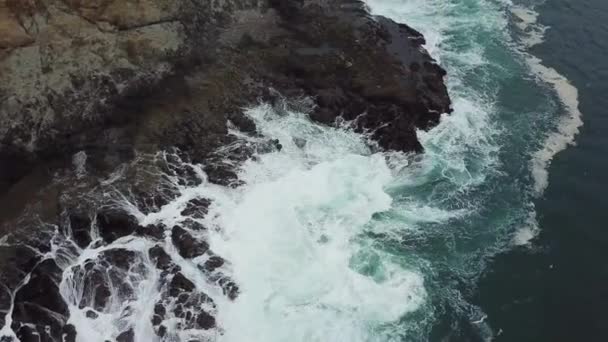 Les Eaux Froides Océan Pacifique Jettent Sur Littoral Rocheux Nord — Video