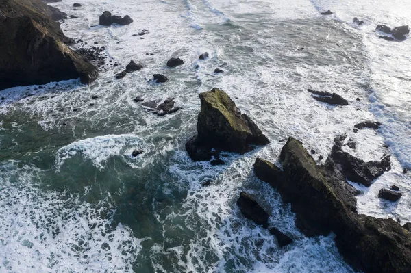 Pacific Ocean Washes Rocky Coastline Northern Oregon Beautiful Wild Region — Stock Photo, Image