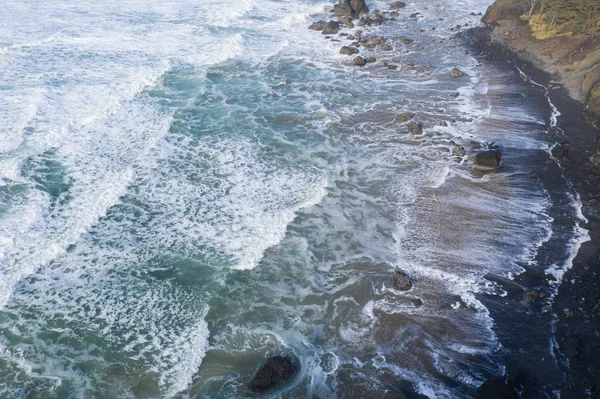 Pacific Ocean Washes Rocky Coastline Northern Oregon Beautiful Wild Region — Stock Photo, Image