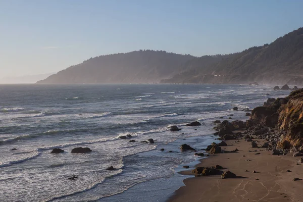 Stille Oceaan Wast Zich Langzaam Tegen Prachtige Kust Van Mendocino — Stockfoto