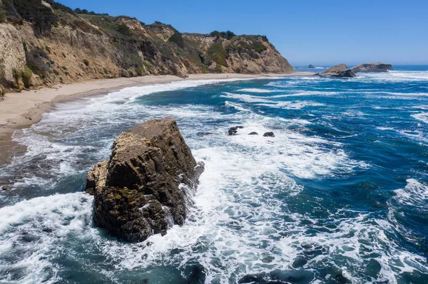 Pacific Ocean Washes Beautiful Rugged Coastline Far Santa Cruz California — Stock Photo, Image