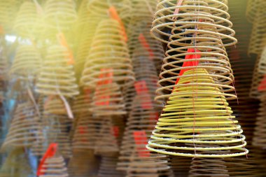 Hong Kong'da bir tapınak yakma spiral tütsü sopa