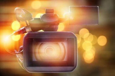 profesyonel video kamera ile studio içinde TZB aydınlatma bulanık