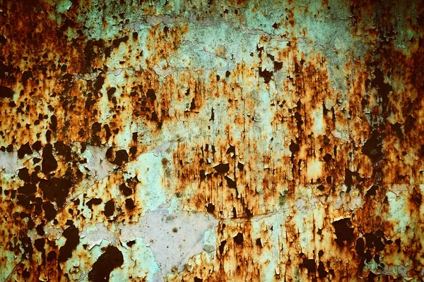 Textuur gebarsten verf op roestige stalen muur achtergrond. — Stockfoto