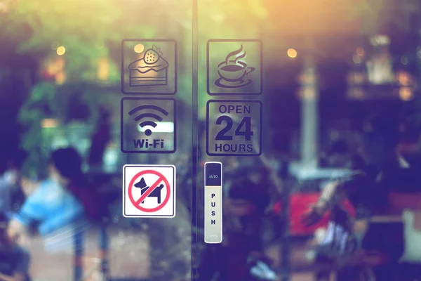 Coffee shop cam kapı imzalamak, wifi, kahve, kek, değil evde beslenen hayvan Alerjik